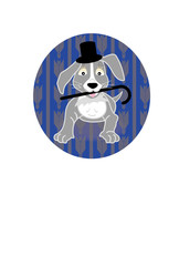 シルクハットをかぶりステッキを持った犬のイラスト