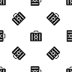 Fototapeta na wymiar First aid kit pattern seamless black