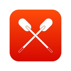 Two wooden crossed oars icon digital red