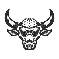 Bull head illustration on white background.