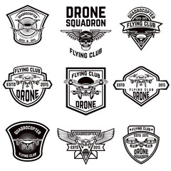 Set of emblems with drone. © liubov