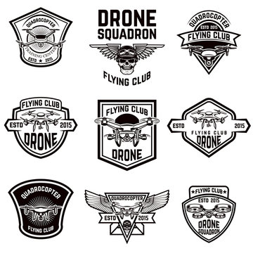 Set of emblems with drone.