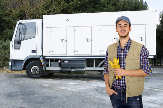 Young Truck Driver Delivering Food