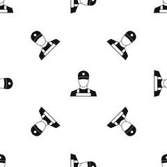 A man in a cap and uniform pattern seamless black