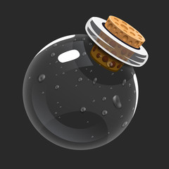 Empty bottle. Game icon of magic elixir. Interface for rpg or match3 game. Empty or used. Big variant.