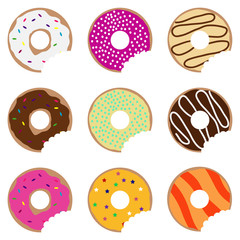 Bitten donuts, donuts set