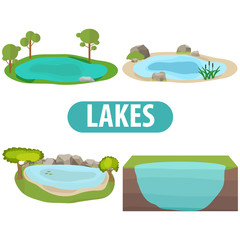 Lake, a set of lakes with trees and stones.