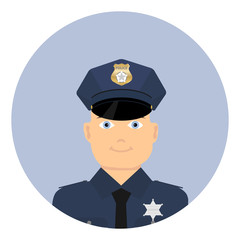 A policeman, a policeman with a cap and a token
