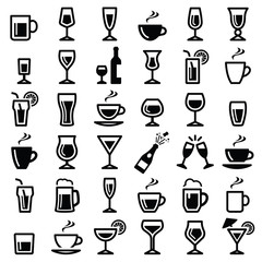 Drinks icon collection - vector silhouette and illustration