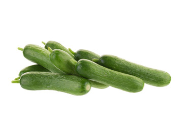 Organic Mini Baby Cucumbers isolated on white background
