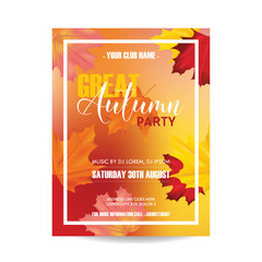 Colorful Card,Banner, Flyer Invitation and Advertisement with Autumn Leaves in Vector with place for Text