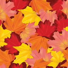 Naklejka na ściany i meble Seamless Colorful Autumn Leaves Background Pattern in Vector