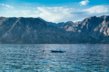 Obraz premium Boat in Kotor Bay, Montenegro