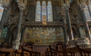 Fototapeta na wymiar The Basilica of Our Lady in Lyon, France, World Heritage
