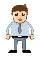 Angry Cartoon Office Employee Character - vector clip-art illustration