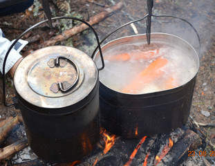 Cooking at campfire