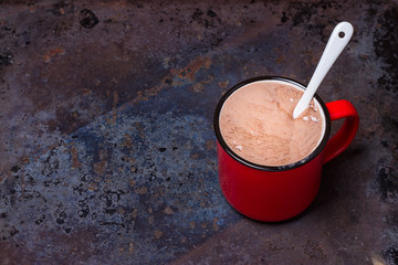 Hot chocolate on stone table