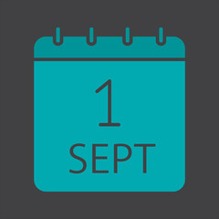 September 1st date glyph color icon