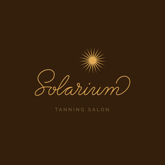 Solarium Tanning Salon Logo. Vector Signboard. Lettering logotype