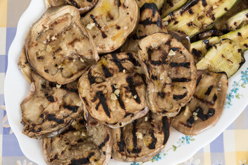 Tasty eggplant and zucchini cooked on the grill