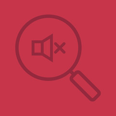 Magnifying glass with loudspeaker linear icon