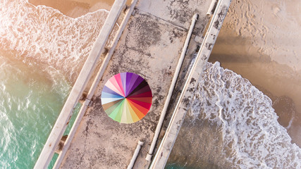 Colorful of umbrella on the beach.