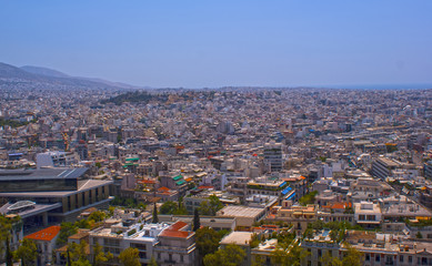 Fototapeta premium Panorama of the city of Athens in Greece, the Beautiful landscape of the ancient capital