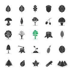 Tree types glyph icons set