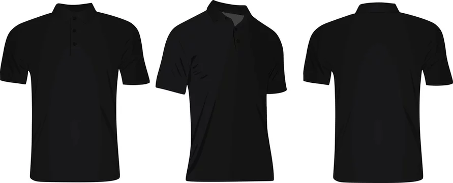 Black men polo t shirt. vector illustration. front side and back view