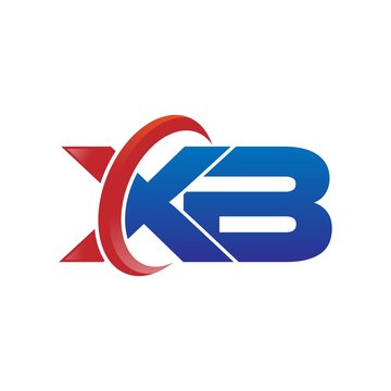 modern vector initial letters logo swoosh xb red blue