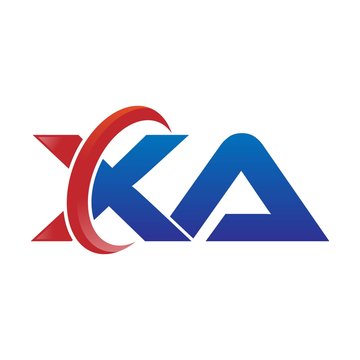 modern vector initial letters logo swoosh xa red blue