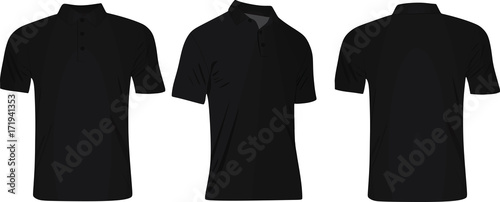 Download "Black men polo t shirt. vector illustration. front, side ...
