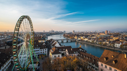 Basel switzerland cityscape - obrazy, fototapety, plakaty