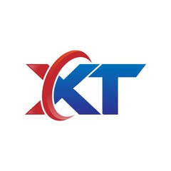 modern vector initial letters logo swoosh xt red blue