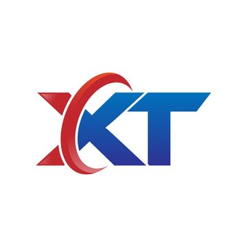 modern vector initial letters logo swoosh xt red blue