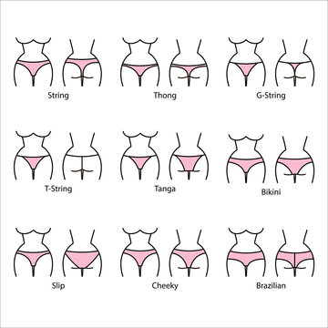 Kinds of female panties. Icon types of pants. Kind of women's underpants