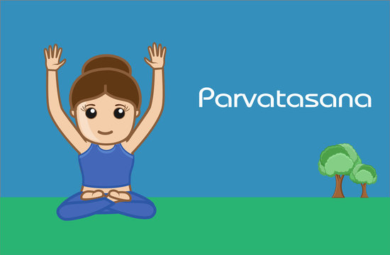 Yoga Cartoon Vector Pose - Parvatasana