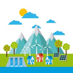 green city ecology energy environment vector illustration