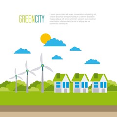 green city ecology energy environment vector illustration