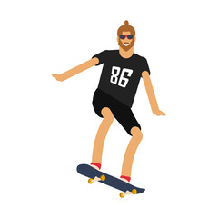 Fototapeta premium Hipster man on skateboard