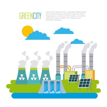 green city ecology energy environment vector illustration