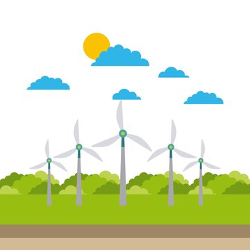 alternative sources of energy green energy windmills vector illustration