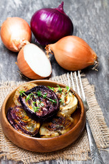 Delicious  caramelized onions in balsamic vinegar with thyme © lena_zajchikova