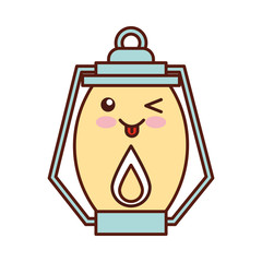 kawaii kerosene lamp camping cartoon vector illustration