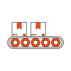 Boxes on conveyor icon vector illustration graphic design