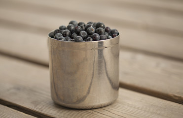 Fototapeta na wymiar mug filled with bilberry
