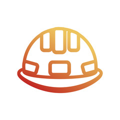 flat line  colored  helmet over white  background vector illustration