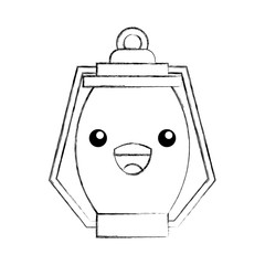 kawaii kerosene lamp camping cartoon vector illustration