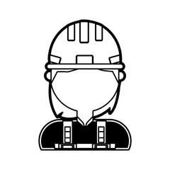 flat line monocromatic  man construction worker  over white background vector illustration