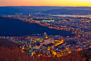 Aerial evening view of Trieste